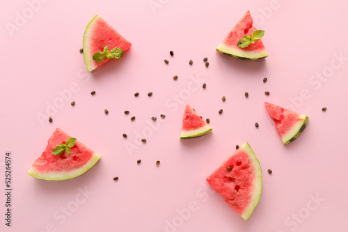 Slices of watermelon with m...