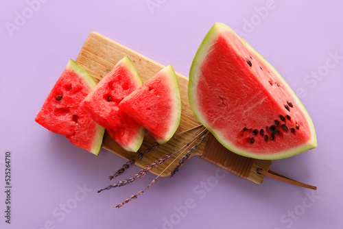 Cutting board with slices o...