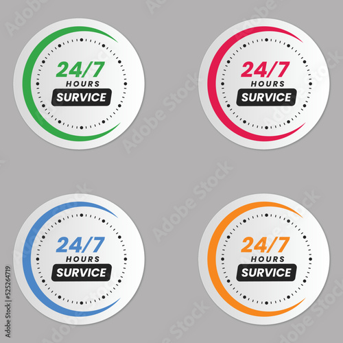 24/7 hours service logo set