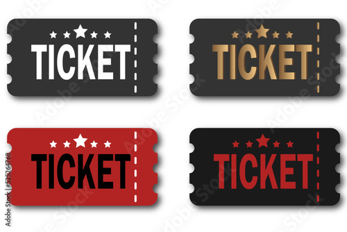 Simple tickets. Modern design. Pass card. Gold.