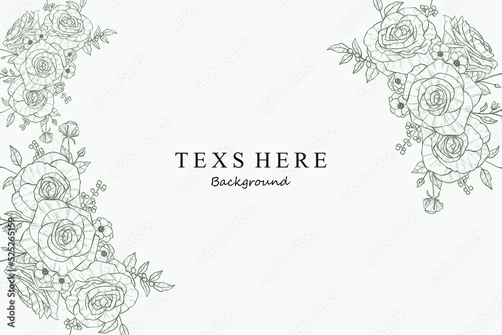 Engraving hand drawn floral background vector