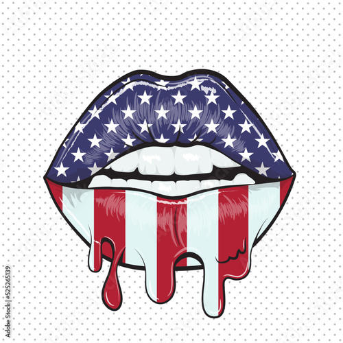 Lips American Flag,  American Flag concept.