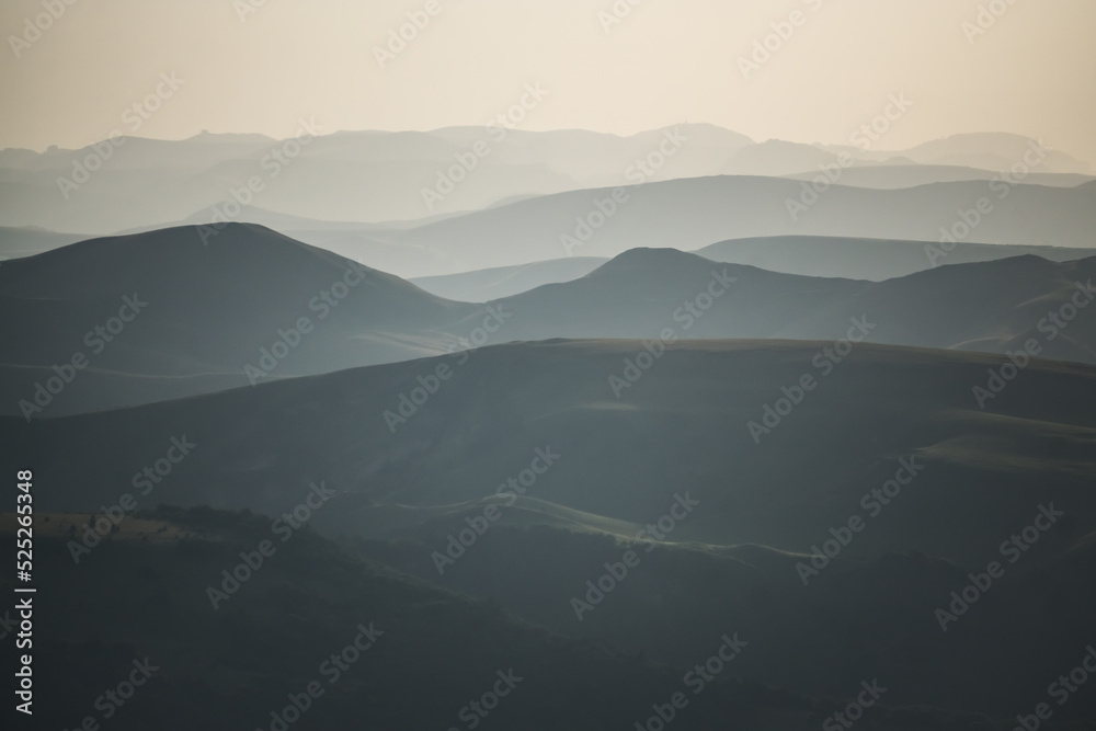 Tonal perspective of the mountain system of the Caucasus