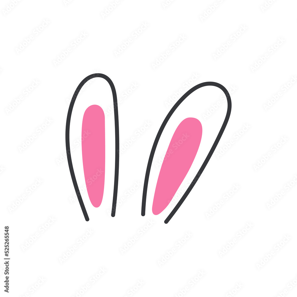 Vector flat variety of rabbit ears For decoration at a children's party on Easter. Vector flat variety of rabbit ears For decoration at a children's party on Easter.