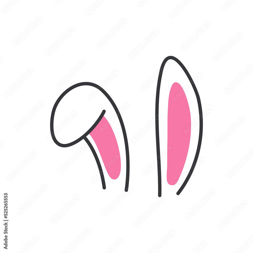 Vector flat variety of rabbit ears For decoration at a children's party on Easter. Vector flat variety of rabbit ears For decoration at a children's party on Easter.