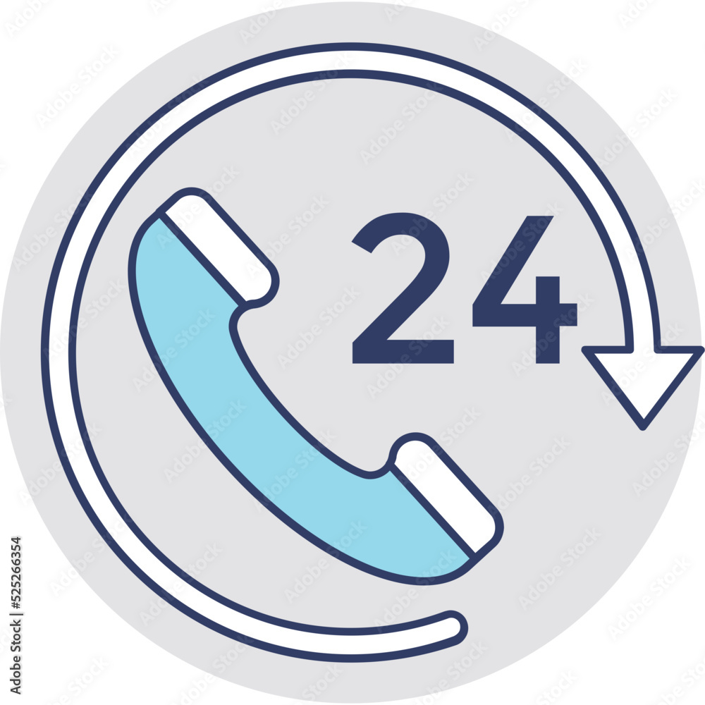 24 Hours Service Vector Icon