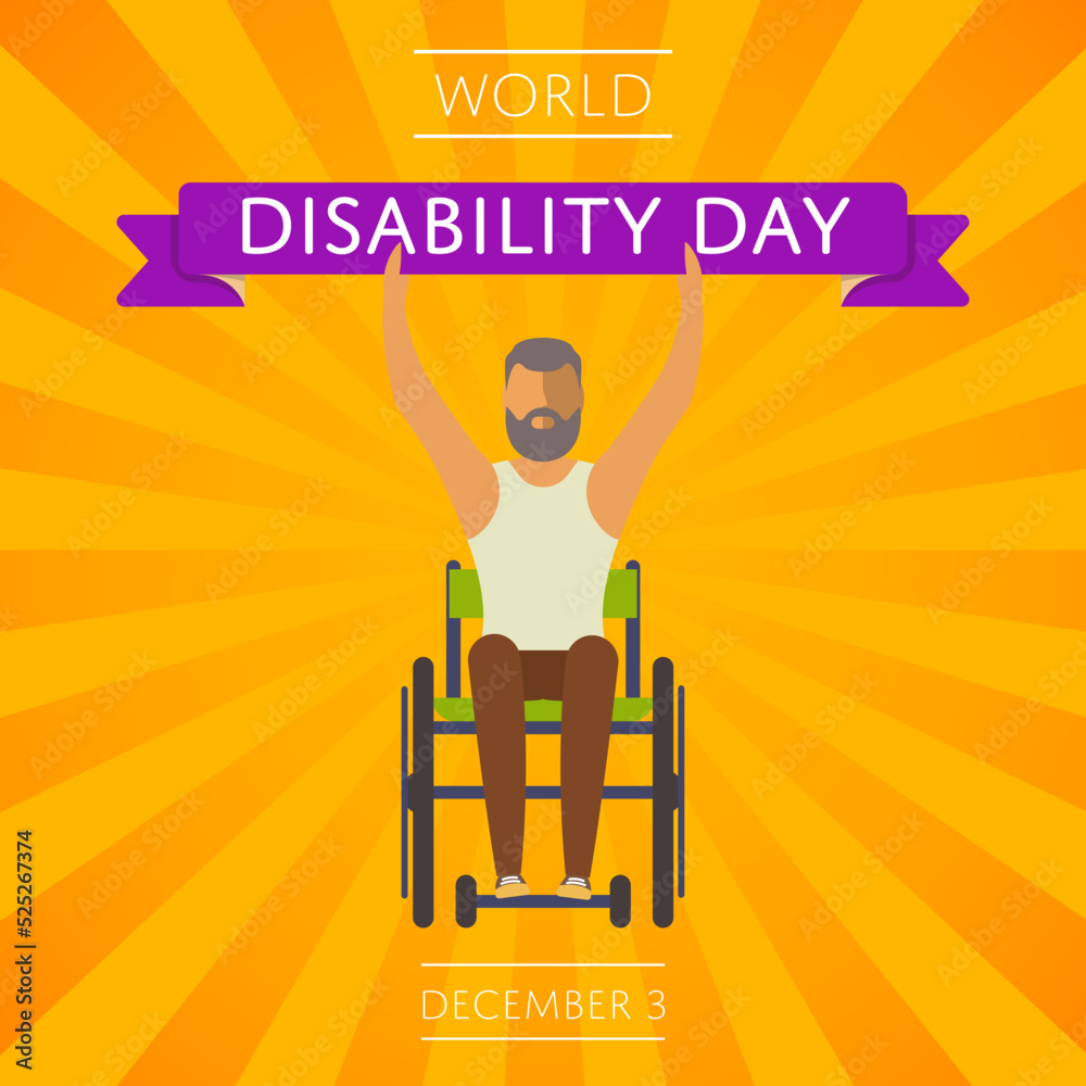 December 3 world disability day greeting card template vector