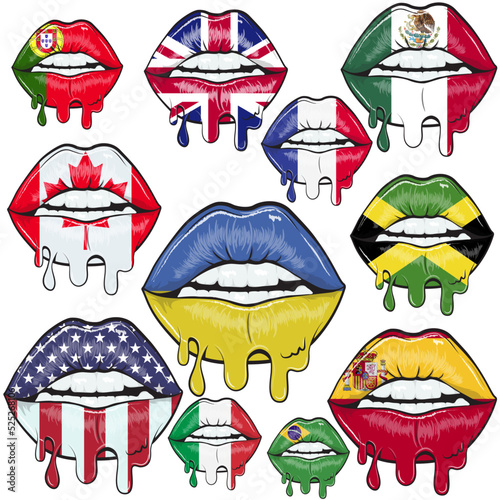 lip drawing with a flag