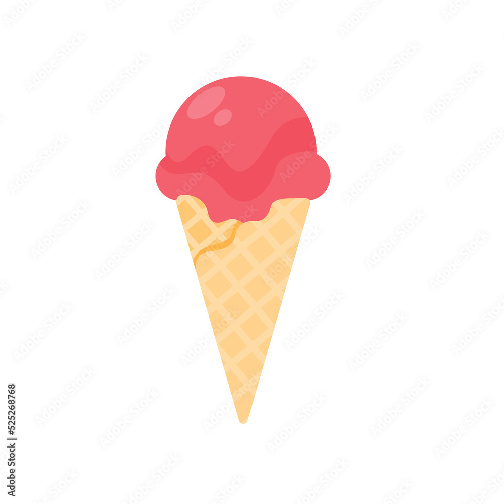 Vector ice cream. Sweet ice cream made from fruit and waffle cones. Refreshing in summer