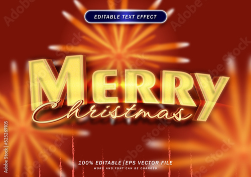 Merry christmas 3d text style effect. editable font effect