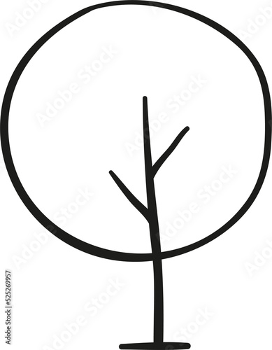 Tree circle hand drawn outline style