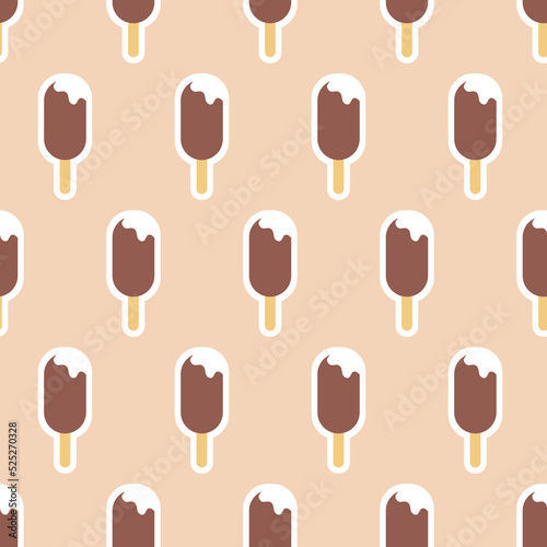 Creamy ice cream in chocolate glaze seamless pattern background esign decoration