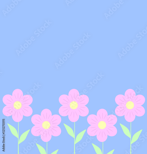 Pink flowers on a blue background