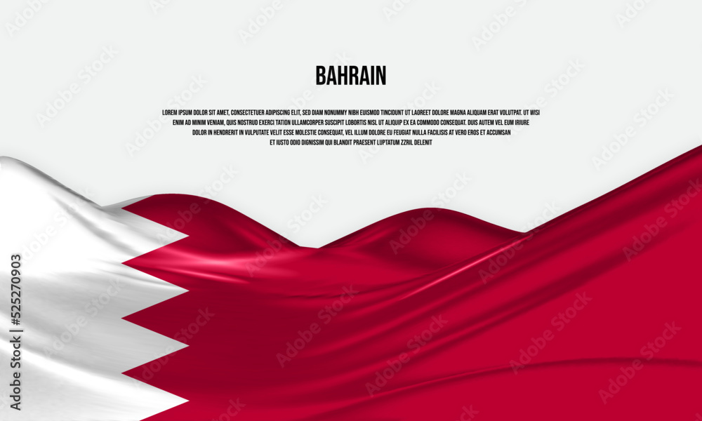 Bahrain flag design. Waving Bahrain flag made of satin or silk fabric ...