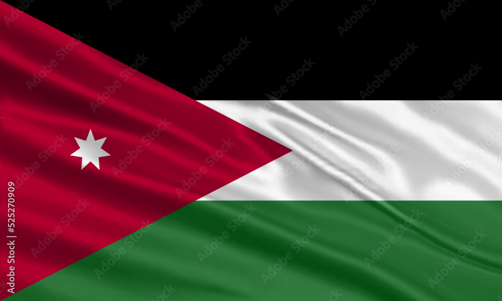 Jordan flag design. Waving Jordanian flag made of satin or silk fabric. Vector Illustration. Jordan flag design. Waving Jordanian flag made of satin or silk fabric. Vector Illustration.
