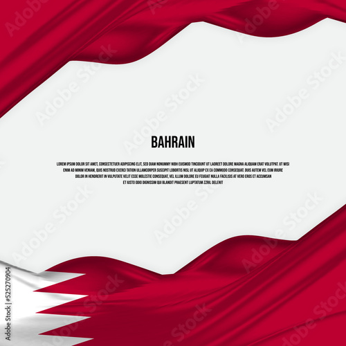 Bahrain flag design. Waving Bahrain flag made of satin or silk fabric. Vector Illustration.