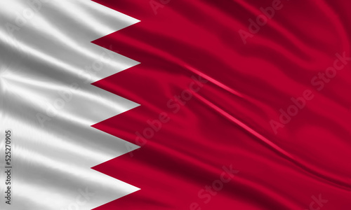 Bahrain flag design. Waving Bahrain flag made of satin or silk fabric. Vector Illustration.