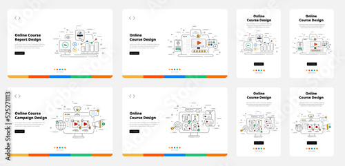 Online Course illustration ui design template set