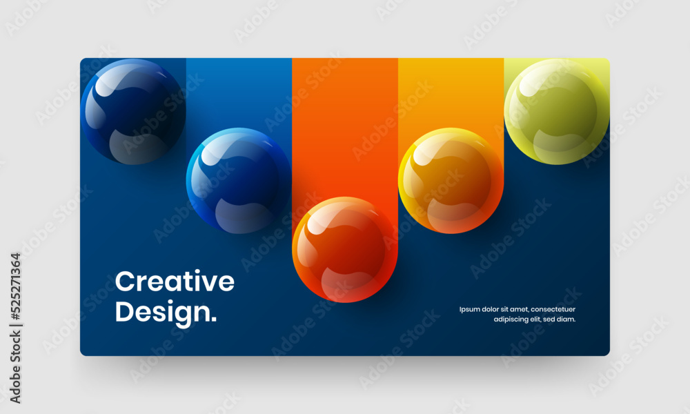 Amazing 3D spheres landing page layout. Isolated cover design vector illustration.