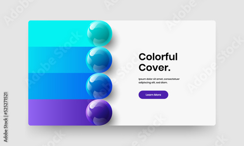 Premium 3D balls cover layout. Vivid flyer design vector template.