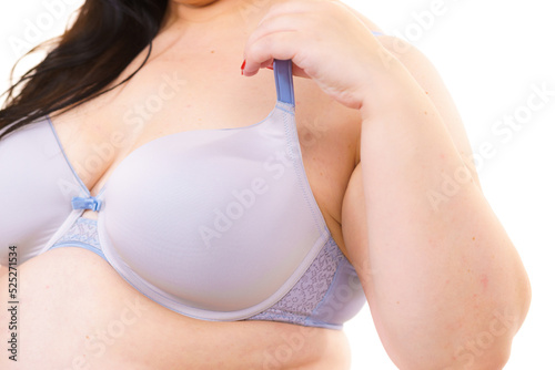Plus size woman big breast wearing bra