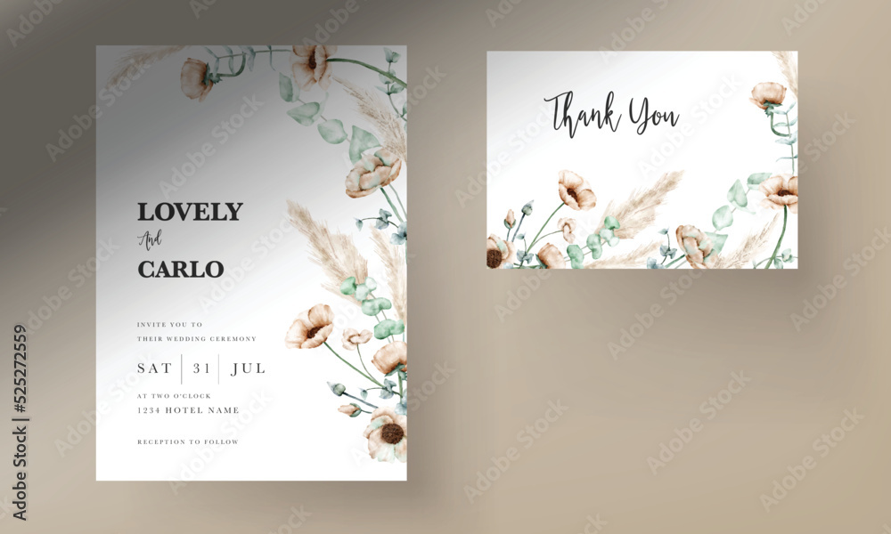 vintage floral wedding invitation card template