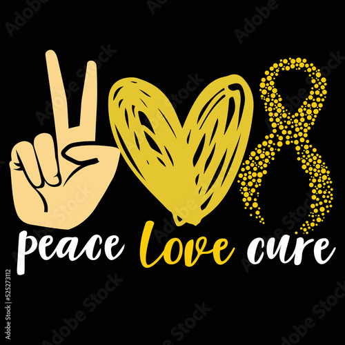 peace love cure, childhood awareness shirt print template typography design for vector file.