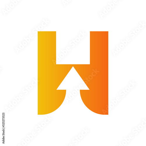Letter H Financial Logo with Growth Arrow Design. Accounting Element, Financial Investment Symbol Vector Template