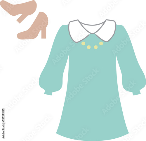 ワンピースとパンプス　線なし