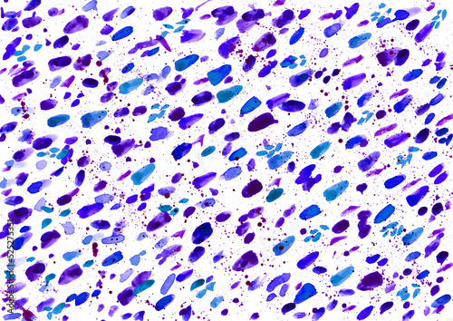 Watercolor or ink blue brush strokes and splashes on a white background. Abstract watercolor background. Illustration.