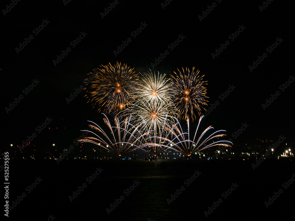 Fireworks by the sea opening of the city celebration August Málaga Fair Fireworks by the sea opening of the city celebration August Málaga Fair
