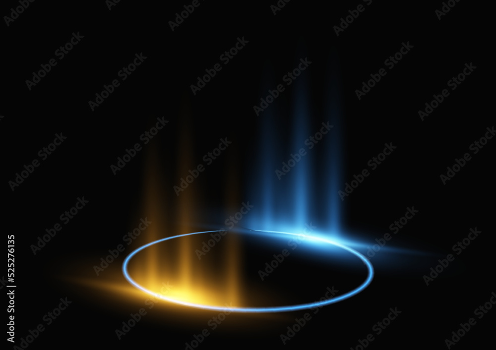 circle technology neon light futuristic on black background vector illustration