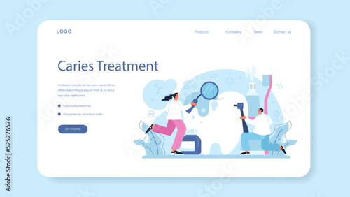 Dentist concept web banner or landing page. Dental doctor