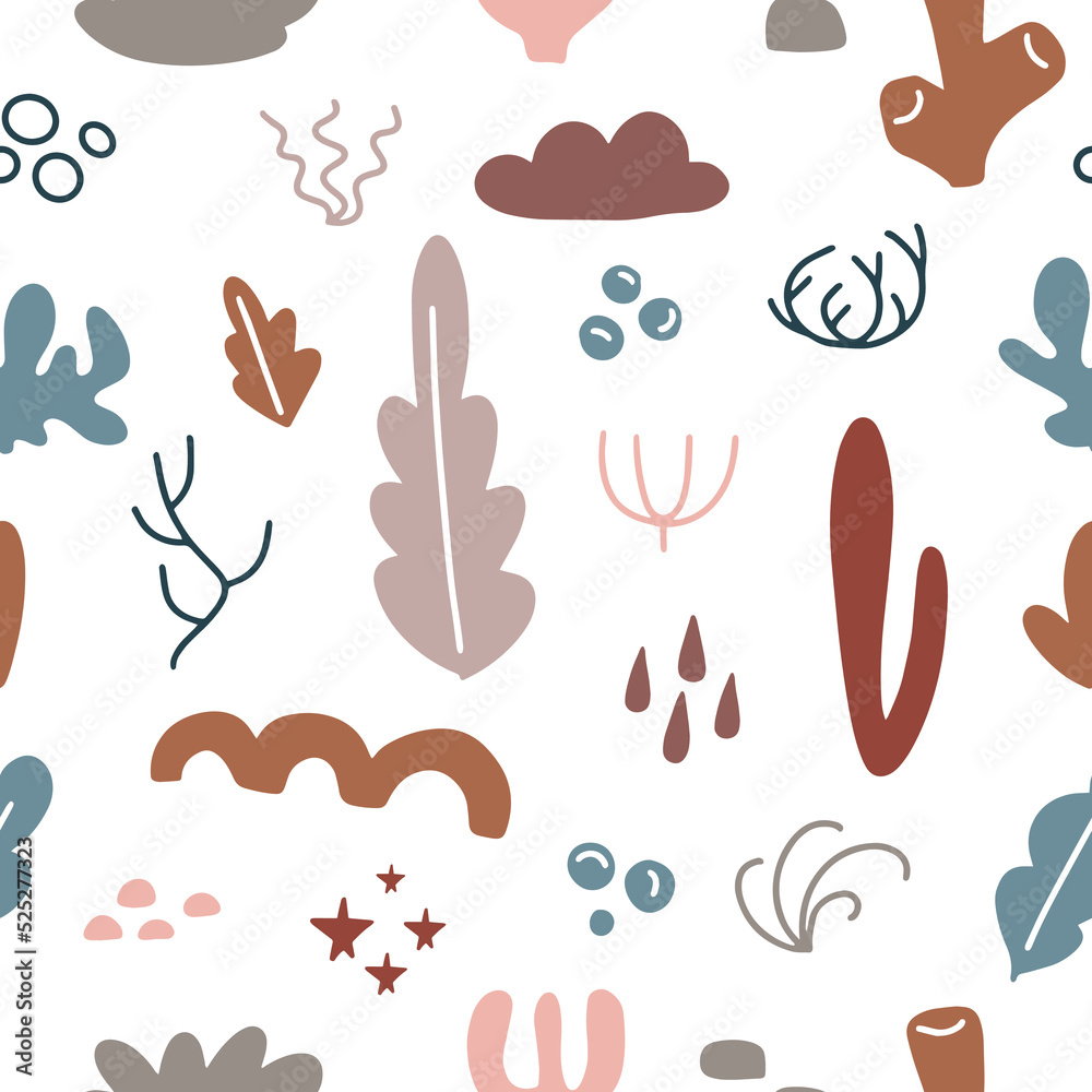 Beautiful seamless pattern with seaweeds, marine underwater plants. Sea background vector illustration Beautiful seamless pattern with seaweeds, marine underwater plants. Sea background vector illustration