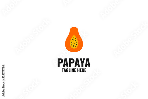 Flat papaya logo design vector illustration idea