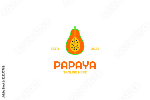 Flat papaya logo design vector illustration idea