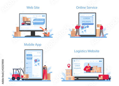 Logistic and delivery service online service or platform set