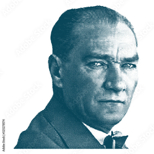 Isolate Portrait of Mustafa Kemal Atatürk (1881-1938), founder and first president of the Turkish Republic.