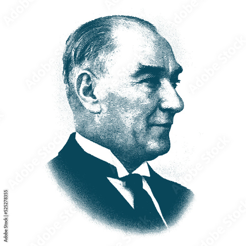 Isolate Portrait of Mustafa Kemal Atatürk (1881-1938), founder and first president of the Turkish Republic.