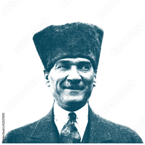 Isolate Portrait of Mustafa Kemal Atatürk (1881-1938), founder and first president of the Turkish Republic.