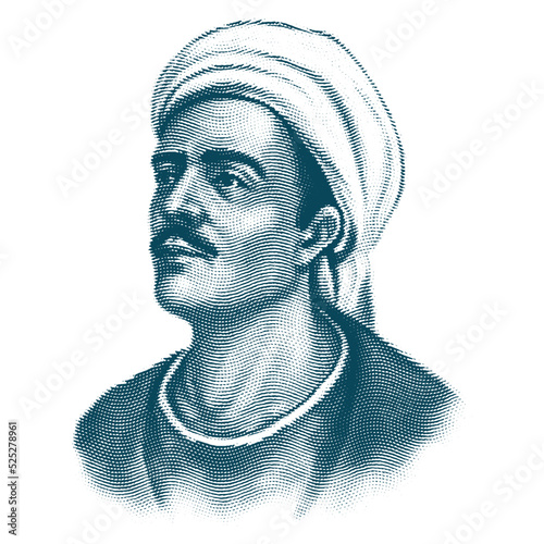 isolated engraving portrait of Dervish Yunus Emre