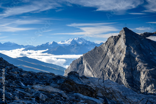 view from Rote Totz Lücke towards Mischabel and Dom photo