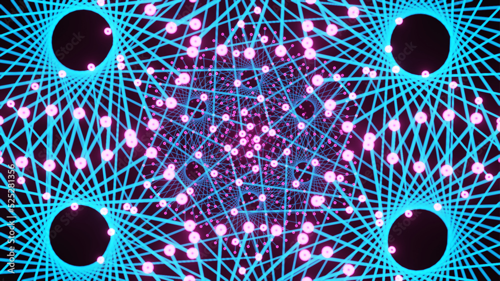 Pink and blue futuristic space particles, neon vj background sci-fi ...