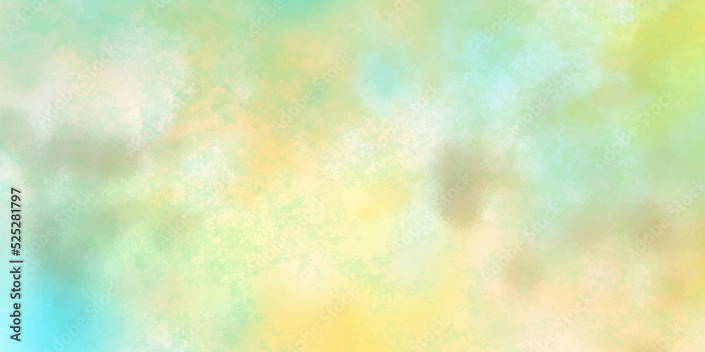 Colorful watercolor background of abstract sunset sky with paint blotches and soft blurred texture.Abstract watercolor drawing on a paper image. grunge texture and backdrop background .><