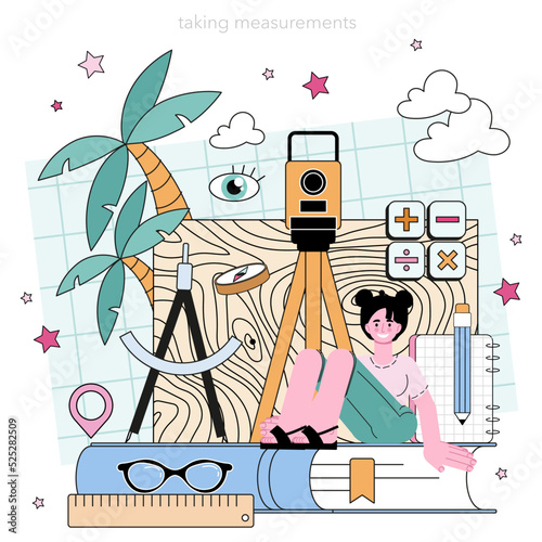 Surveyor concept. Land surveying technology, geodesy science.
