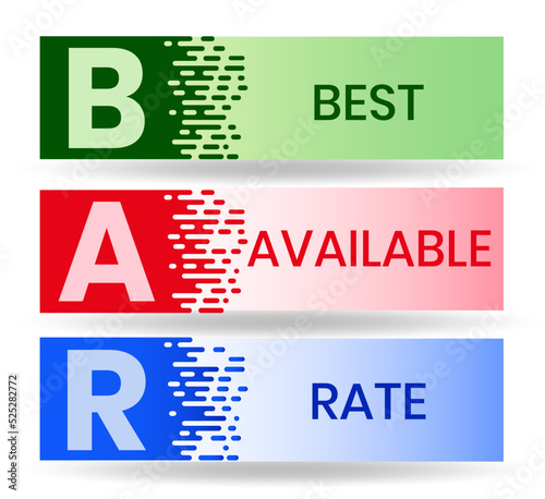 BAR - Best Available Rate, acronym business concept	