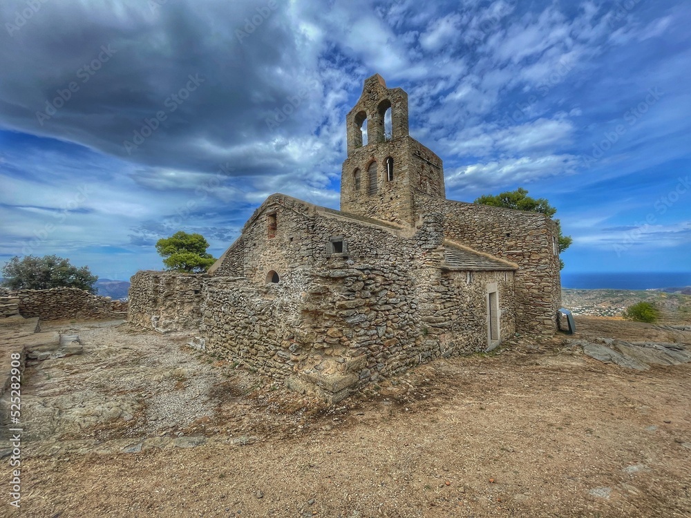 church in the mountains 
Monastery  Sant Pere de Rodes castell Verdera la Selva Catalunya Spain 