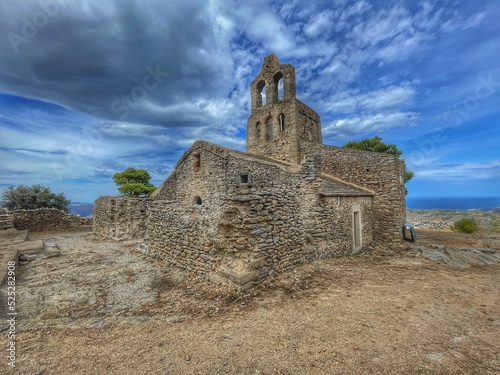 church in the mountains Monastery Sant Pere de Rodes castell Verdera la Selva Catalunya Spain 