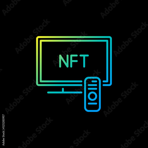 NFT on TV Screen vector outline concept colorful icon or sign © tentacula