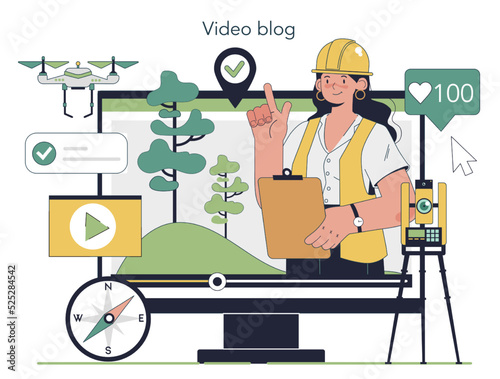 Surveyor online service or platform. Land surveying technology,